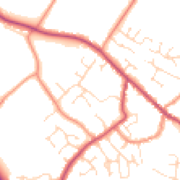 Daytime road noise heatmap for PE12 9EP