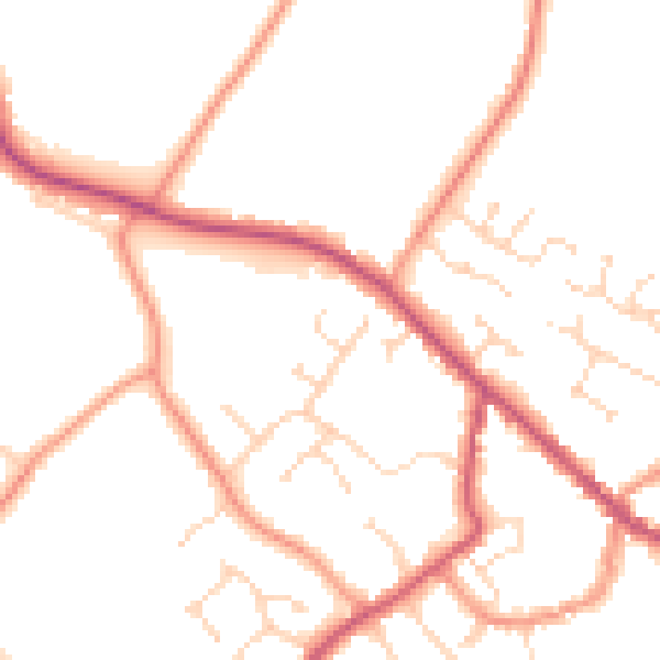 Daytime road noise heatmap for PE12 9ER