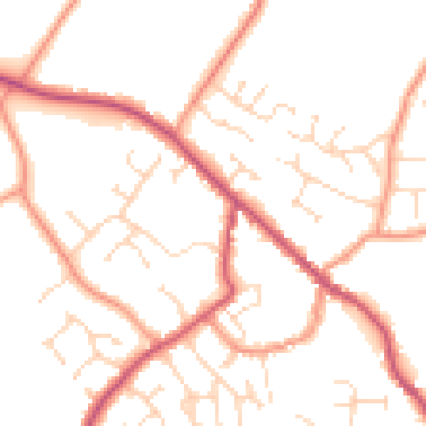 Daytime road noise heatmap for PE12 9EY
