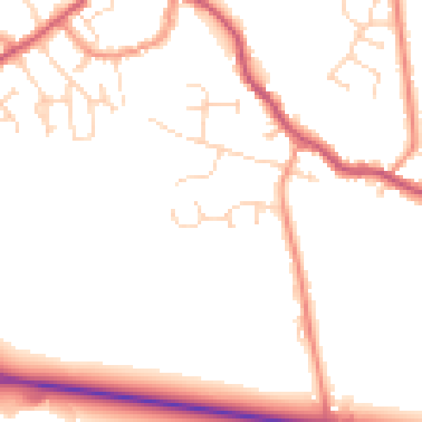 Daytime road noise heatmap for PE12 9FR