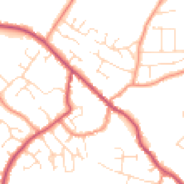 Daytime road noise heatmap for PE12 9FW