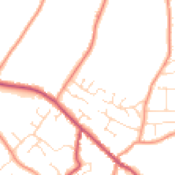 Daytime road noise heatmap for PE12 9GZ