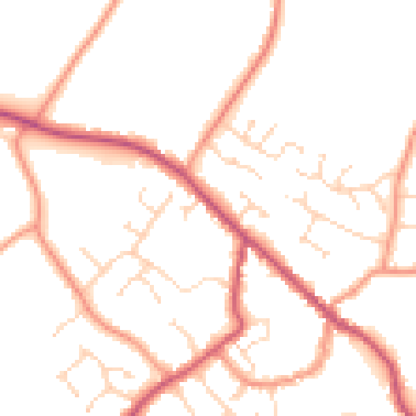 Daytime road noise heatmap for PE12 9HF
