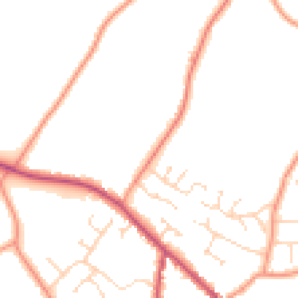 Daytime road noise heatmap for PE12 9HG