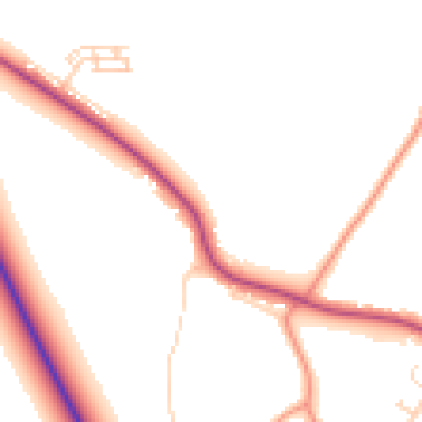 Daytime road noise heatmap for PE12 9JB
