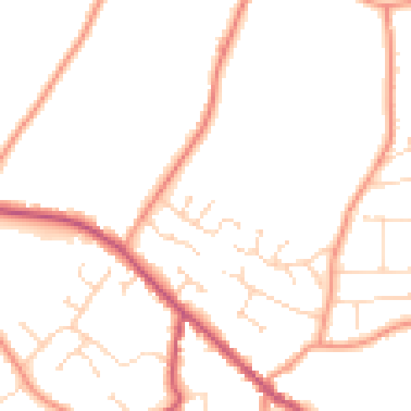 Daytime road noise heatmap for PE12 9JQ