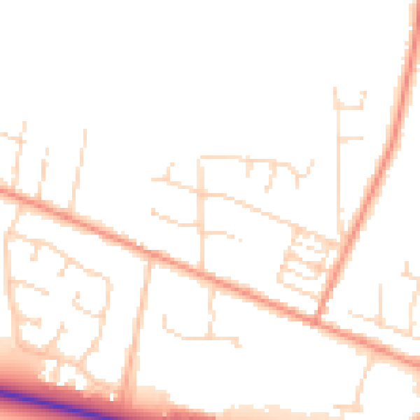 Daytime road noise heatmap for PE12 9SY