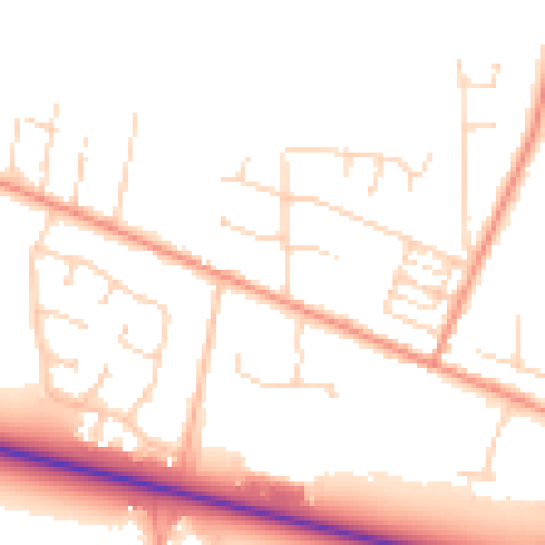 Daytime road noise heatmap for PE12 9TN