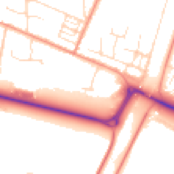Daytime road noise heatmap for PE12 9UD