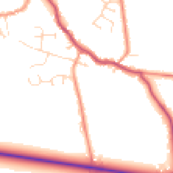 Daytime road noise heatmap for PE12 9YJ