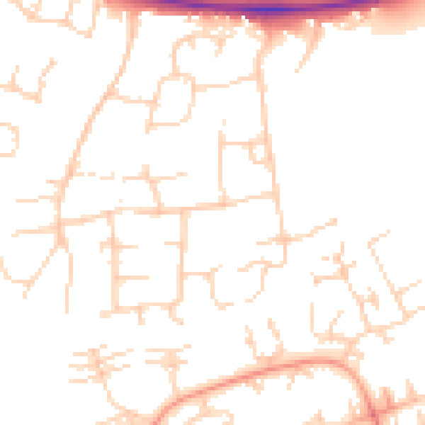Daytime road noise heatmap for PE2 5AF