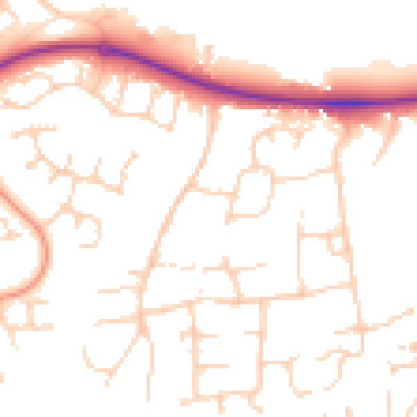 Daytime road noise heatmap for PE2 5DA