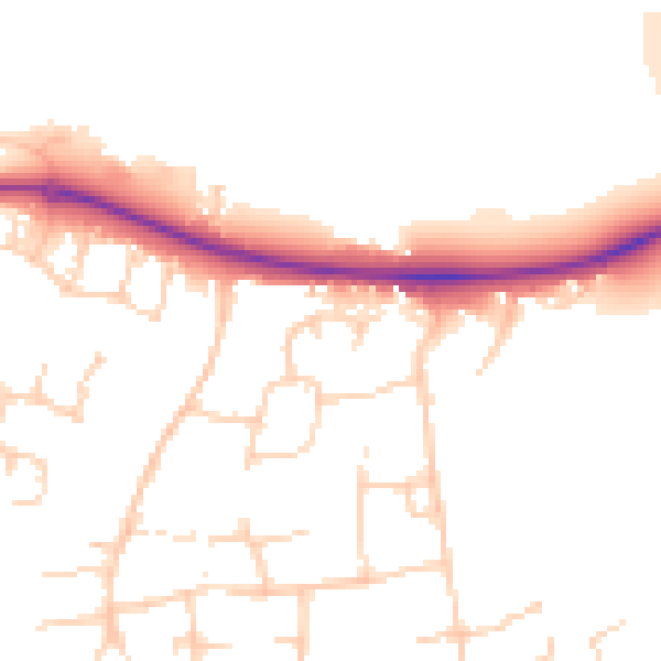 Daytime road noise heatmap for PE2 5DY