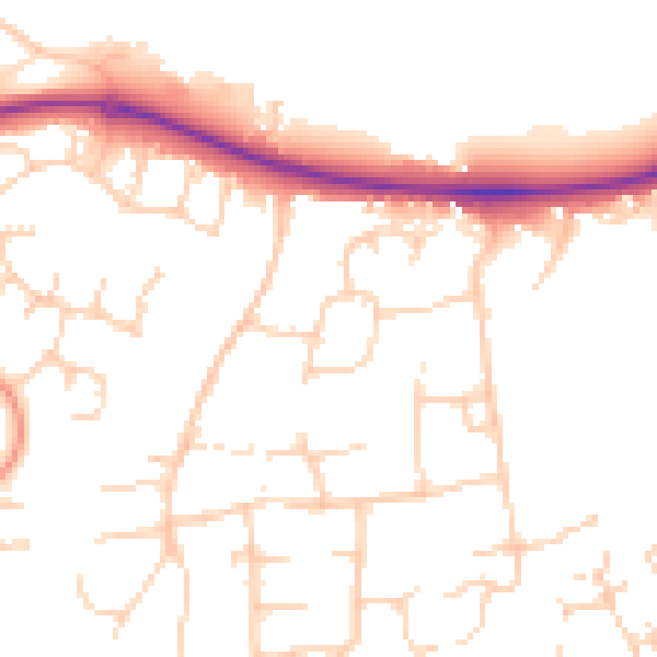 Daytime road noise heatmap for PE2 5DZ