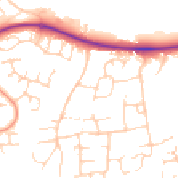 Daytime road noise heatmap for PE2 5EG