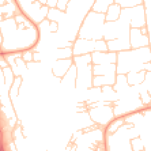 Daytime road noise heatmap for PE2 5EH