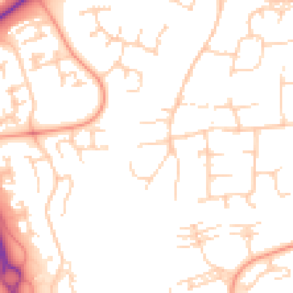 Daytime road noise heatmap for PE2 5EN