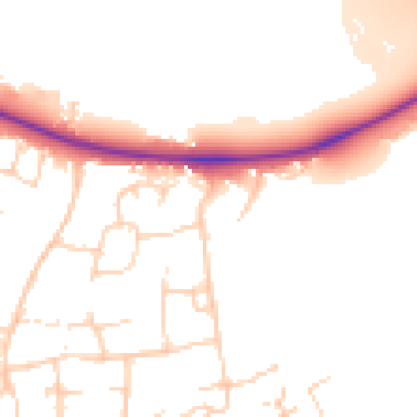 Daytime road noise heatmap for PE2 5EP