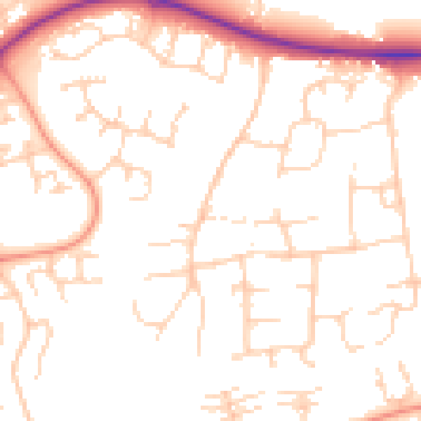 Daytime road noise heatmap for PE2 5EQ