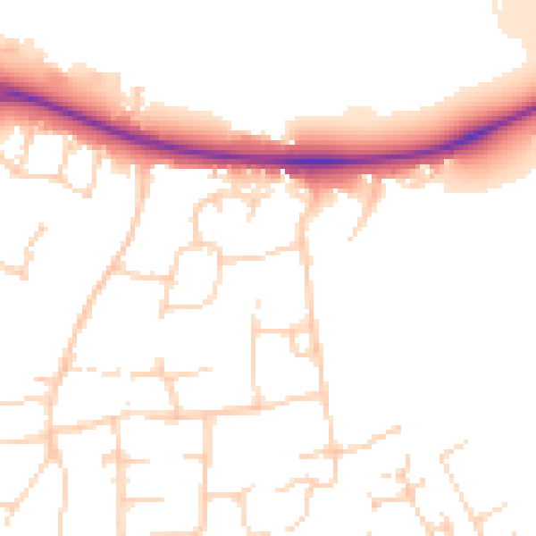 Daytime road noise heatmap for PE2 5ER