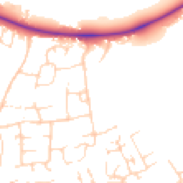 Daytime road noise heatmap for PE2 5ES