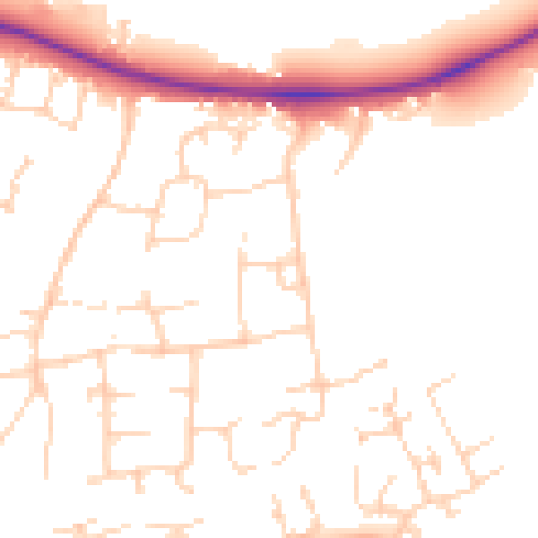 Daytime road noise heatmap for PE2 5ET