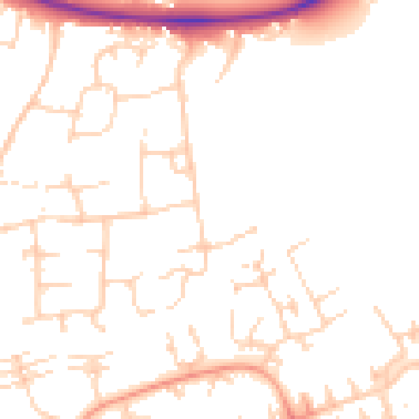 Daytime road noise heatmap for PE2 5EU