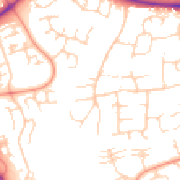 Daytime road noise heatmap for PE2 5EW