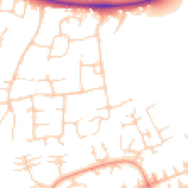 Daytime road noise heatmap for PE2 5EX