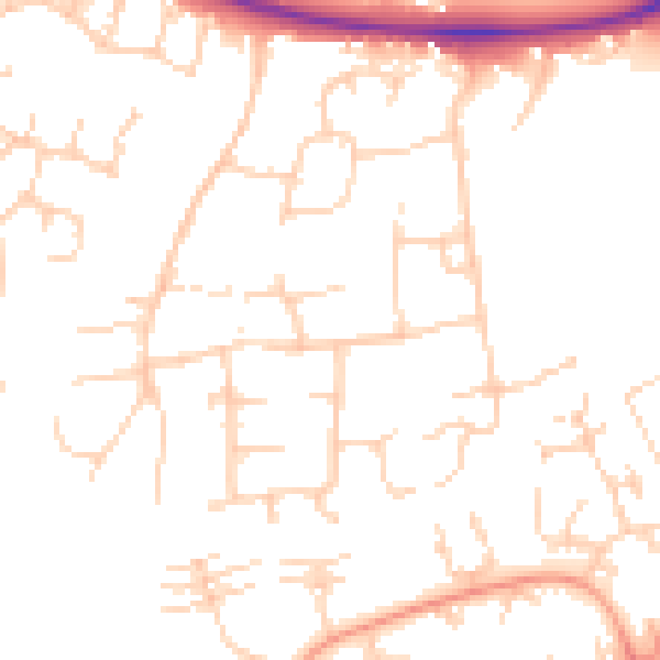 Daytime road noise heatmap for PE2 5EZ