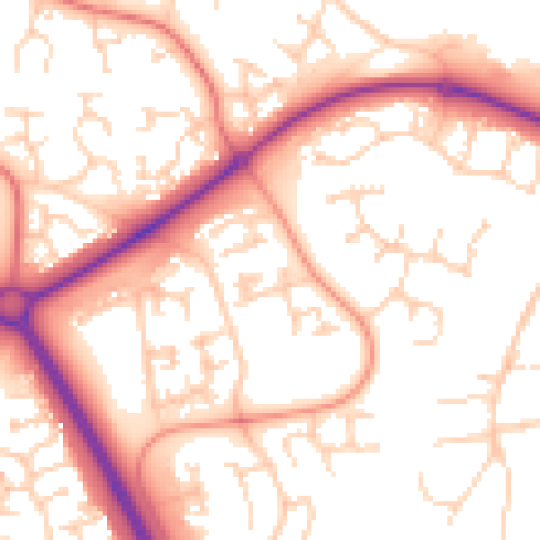 Daytime road noise heatmap for PE2 5GQ