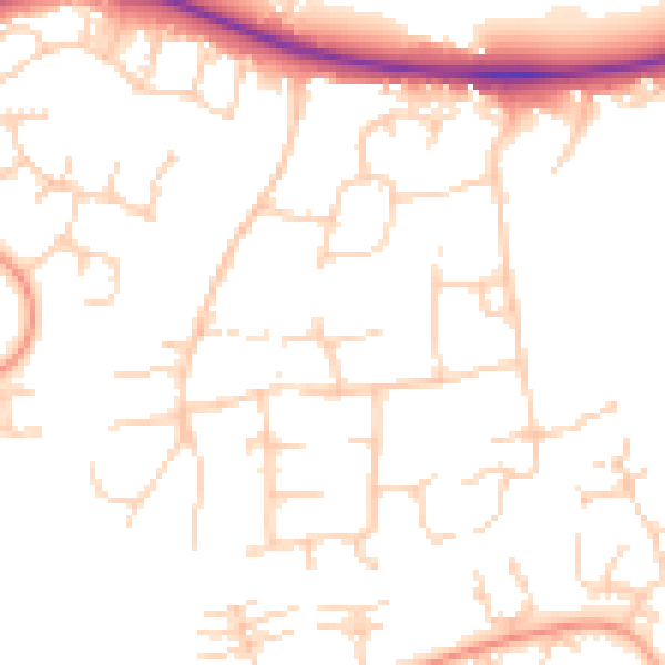 Daytime road noise heatmap for PE2 5HA