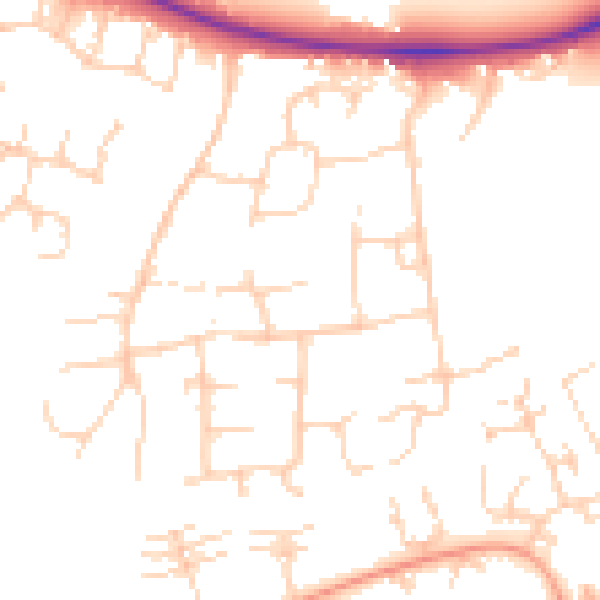 Daytime road noise heatmap for PE2 5HB