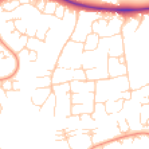 Daytime road noise heatmap for PE2 5HE
