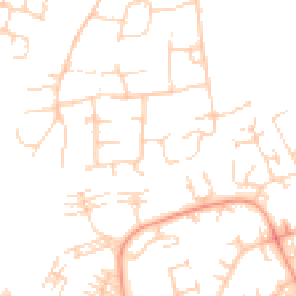 Daytime road noise heatmap for PE2 5HJ
