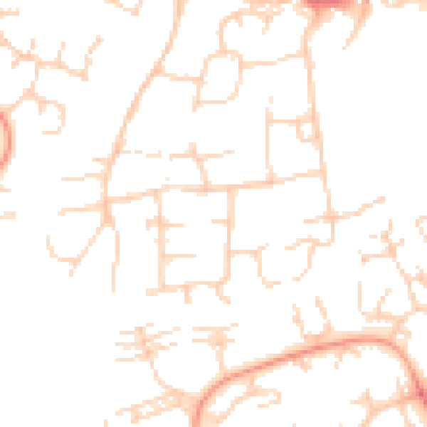Daytime road noise heatmap for PE2 5HL