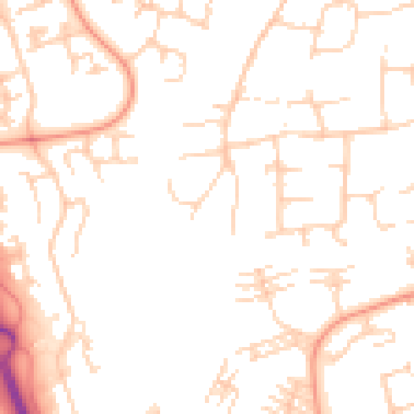 Daytime road noise heatmap for PE2 5HS