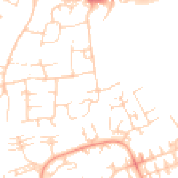 Daytime road noise heatmap for PE2 5JG