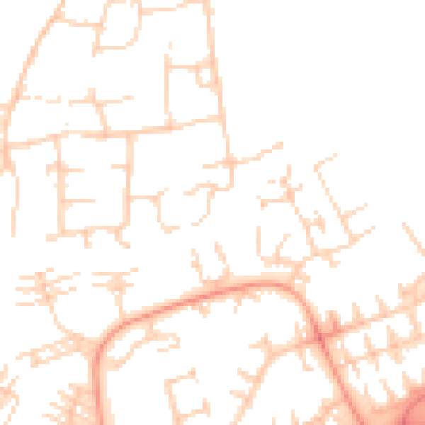 Daytime road noise heatmap for PE2 5JZ