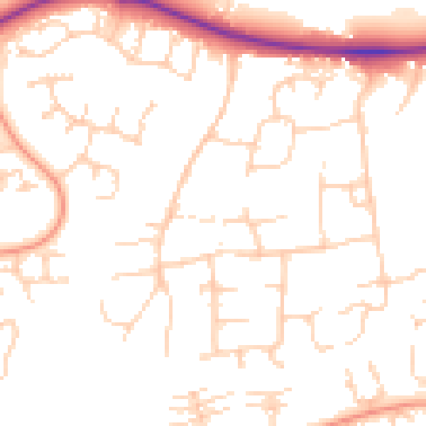 Daytime road noise heatmap for PE2 5LE