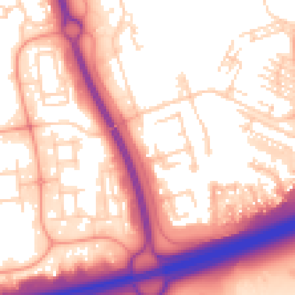 Daytime road noise heatmap for PE2 5LH