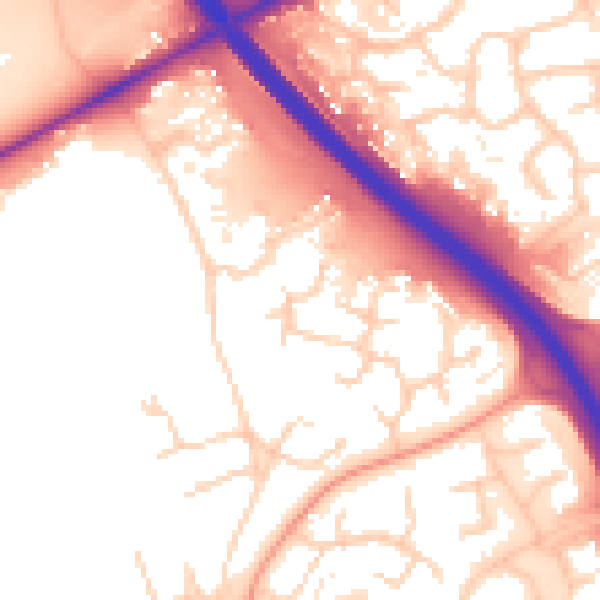 Daytime road noise heatmap for PE2 5LU
