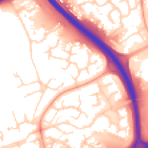Daytime road noise heatmap for PE2 5NA