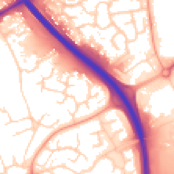 Daytime road noise heatmap for PE2 5NB