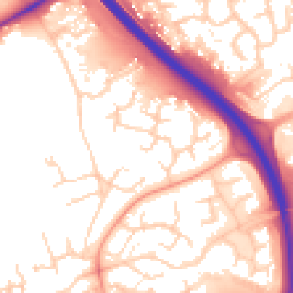 Daytime road noise heatmap for PE2 5NF
