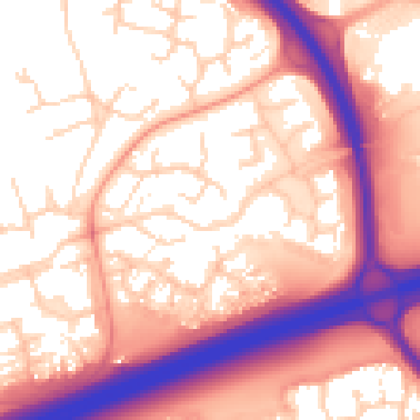 Daytime road noise heatmap for PE2 5NG