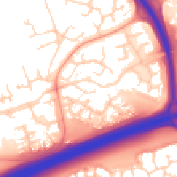 Daytime road noise heatmap for PE2 5NJ