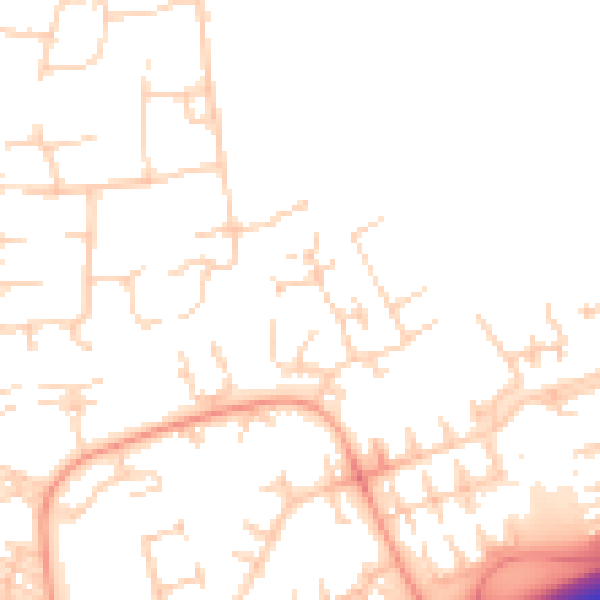 Daytime road noise heatmap for PE2 5NZ