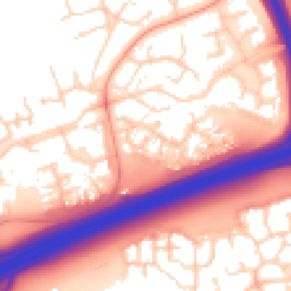 Daytime road noise heatmap for PE2 5PA