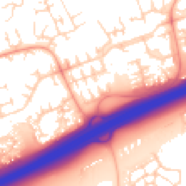 Daytime road noise heatmap for PE2 5PS